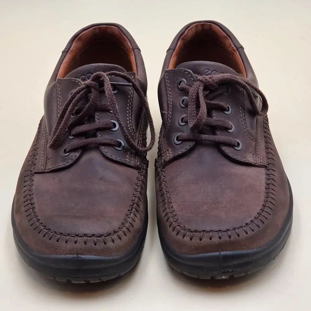 ECCO Fusion Men's Brown Leather Moc Toe Oxford Walking Shoes EU 41 US 7.5